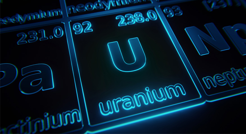 Uranium on the periodic table of element 
