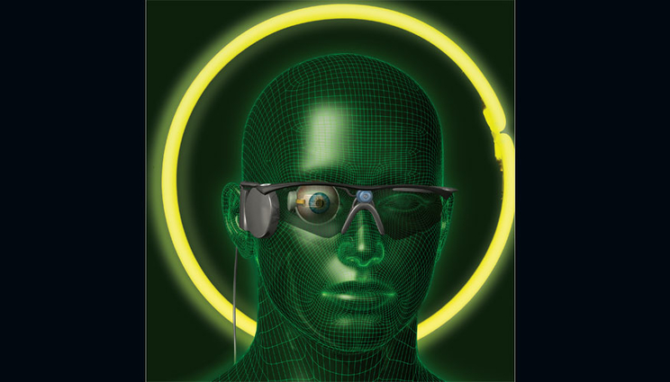 Digital image of human head with artificial retina