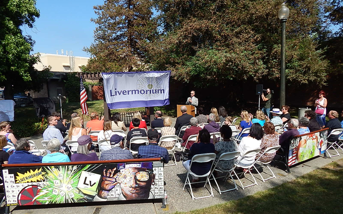 Livermore Mayor John Marchand speaking at the Livermorium Day celebration
